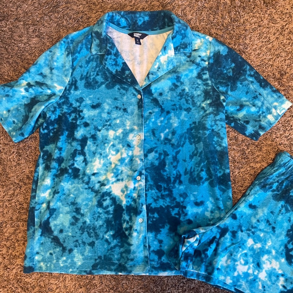 Lands End Terry Cloth Tie Dye Two Piece Swim Suit Cover Up - Picture 5 of 11